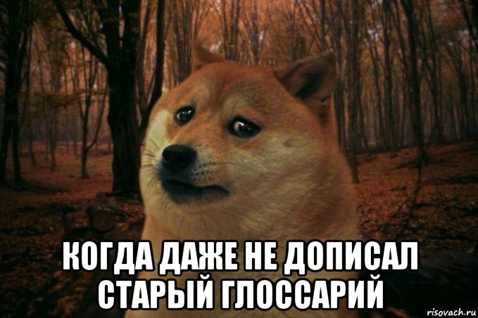  когда даже не дописал старый глоссарий, Мем SAD DOGE