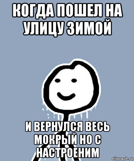 когда пошел на улицу зимой и вернулся весь мокрый но с настроеним, Мем  Теребонька замерз