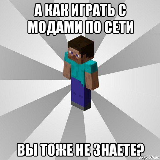 а как играть с модами по сети вы тоже не знаете?, Мем Типичный игрок Minecraft