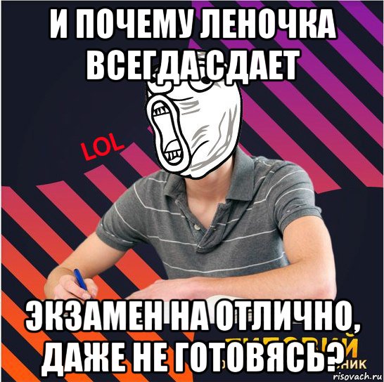 и почему леночка всегда сдает экзамен на отлично, даже не готовясь?, Мем Типовий одинадцятикласник