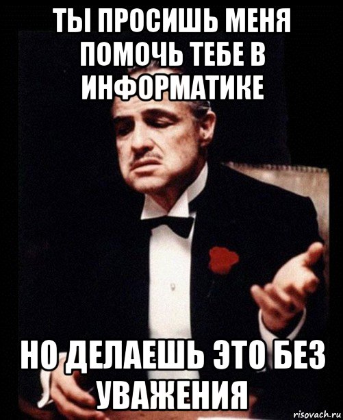 ты просишь меня помочь тебе в информатике но делаешь это без уважения, Мем ты делаешь это без уважения