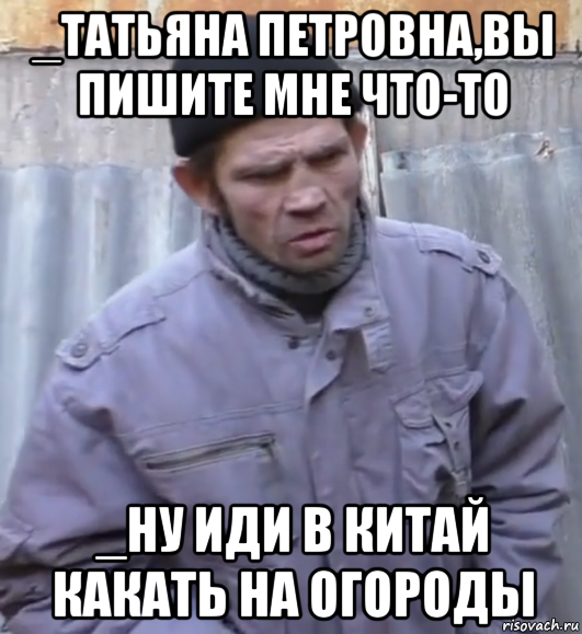 _татьяна петровна,вы пишите мне что-то _ну иди в китай какать на огороды, Мем  Ты втираешь мне какую то дичь