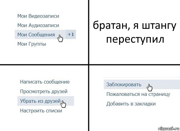 братан, я штангу переступил, Комикс  Удалить из друзей