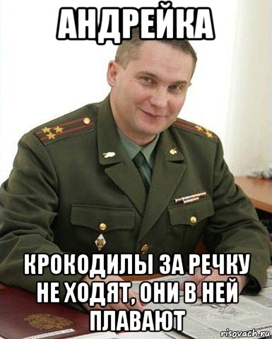 андрейка крокодилы за речку не ходят, они в ней плавают, Мем Военком (полковник)