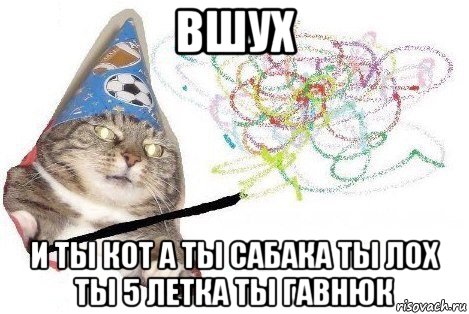 вшух и ты кот а ты сабака ты лох ты 5 летка ты гавнюк, Мем Вжух