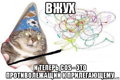 вжух и теперь cos - это противолежащий к прилегающему, Мем Вжух