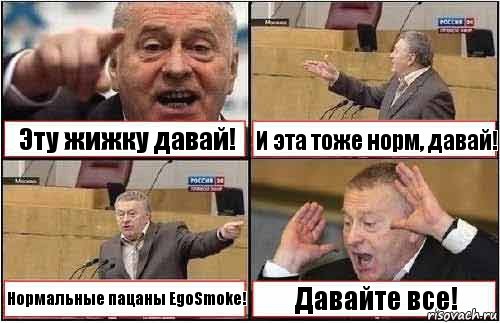 Эту жижку давай! И эта тоже норм, давай! Нормальные пацаны EgoSmoke! Давайте все!, Комикс жиреновский