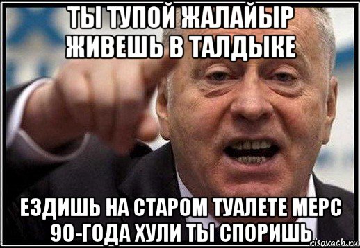 ты тупой жалайыр живешь в талдыке ездишь на старом туалете мерс 90-года хули ты споришь