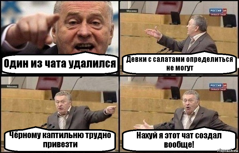 Один из чата удалился Девки с салатами определиться не могут Чёрному каптильню трудно привезти Нахуй я этот чат создал вообще!, Комикс Жириновский