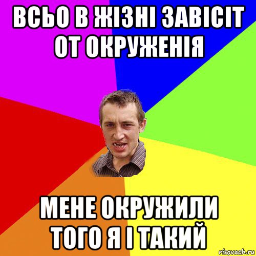 всьо в жізні завісіт от окруженія мене окружили того я і такий, Мем Чоткий паца