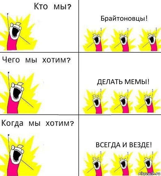 Брайтоновцы! Делать мемы! Всегда и везде!, Комикс Что мы хотим