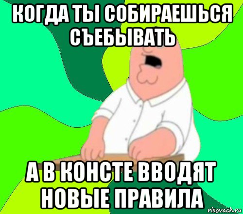 когда ты собираешься съебывать а в консте вводят новые правила, Мем  Да всем насрать (Гриффин)