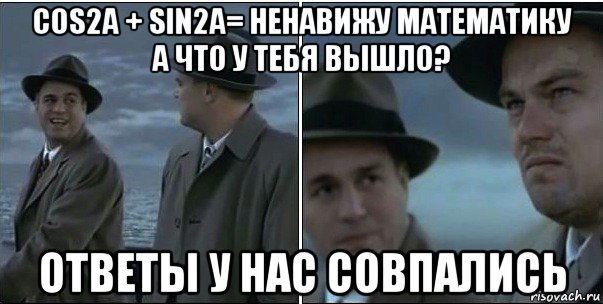 cos2a + sin2a= ненавижу математику а что у тебя вышло? ответы у нас совпались, Мем ди каприо