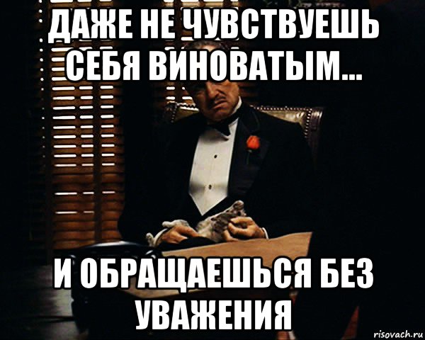 даже не чувствуешь себя виноватым... и обращаешься без уважения, Мем Дон Вито Корлеоне