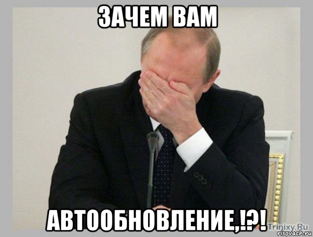 зачем вам автообновление,!?!, Мем  Фейспалм Путин