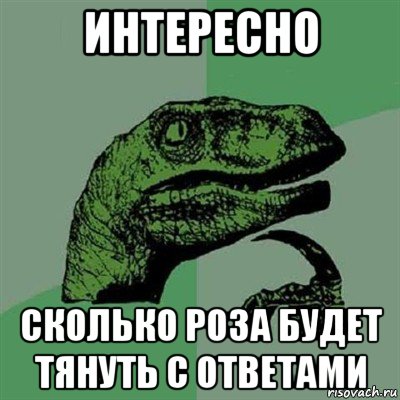 интересно сколько роза будет тянуть с ответами, Мем Филосораптор