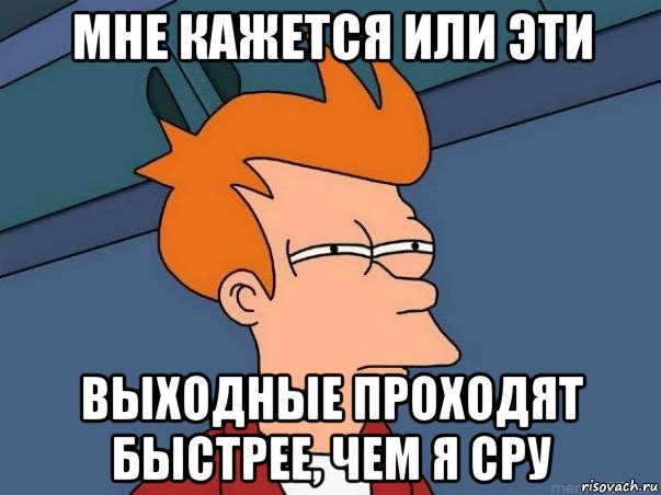 мне кажется или эти выходные проходят быстрее, чем я сру, Мем  Фрай (мне кажется или)