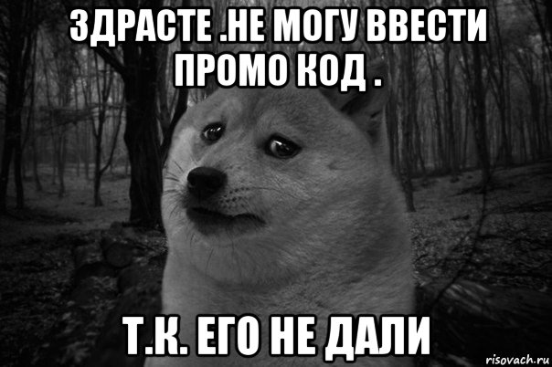 здрасте .не могу ввести промо код . т.к. его не дали, Мем    Грусть-пичаль