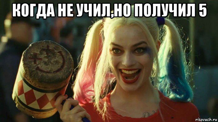 когда не учил,но получил 5 , Мем    Harley quinn