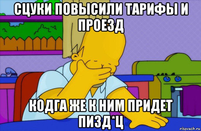 сцуки повысили тарифы и проезд кодга же к ним придет пизд*ц, Мем Homer simpson facepalm