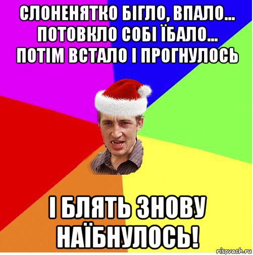 слоненятко бігло, впало... потовкло собі їбало... потім встало і прогнулось і блять знову наїбнулось!