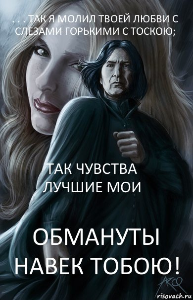 . . . Так я молил твоей любви с слезами горькими с тоскою; Так чувства лучшие мои Обмануты навек тобою!