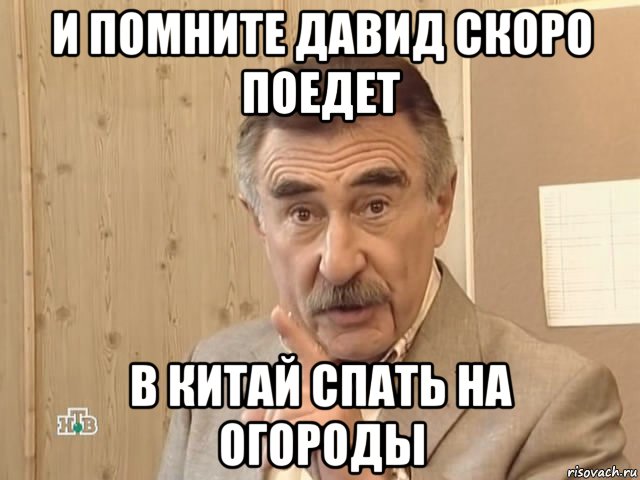 и помните давид скоро поедет в китай спать на огороды, Мем Каневский (Но это уже совсем другая история)