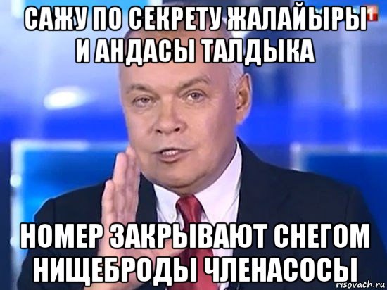 сажу по секрету жалайыры и андасы талдыка номер закрывают снегом нищеброды членасосы, Мем Киселёв 2014