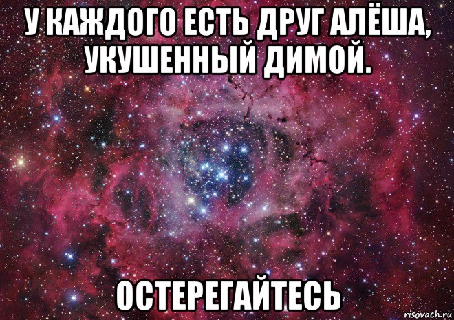 у каждого есть друг алёша, укушенный димой. остерегайтесь, Мем Ты просто космос