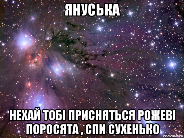 януська нехай тобі присняться рожеві поросята , спи сухенько, Мем Космос