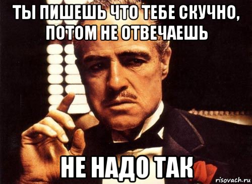 ты пишешь что тебе скучно, потом не отвечаешь не надо так, Мем крестный отец