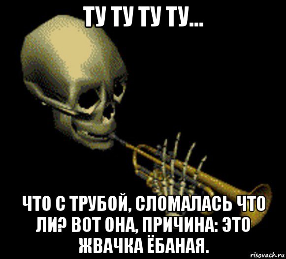 ту ту ту ту... что с трубой, сломалась что ли? вот она, причина: это жвачка ёбаная., Мем Мистер дудец