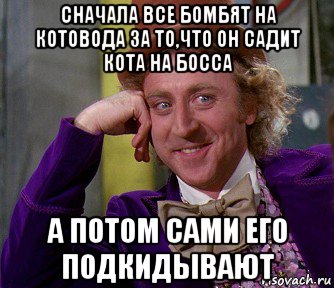 сначала все бомбят на котовода за то,что он садит кота на босса а потом сами его подкидывают, Мем мое лицо