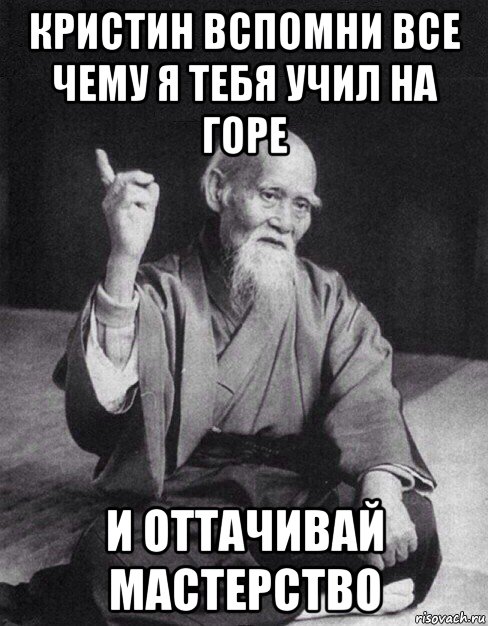 кристин вспомни все чему я тебя учил на горе и оттачивай мастерство, Мем Монах-мудрец (сэнсей)