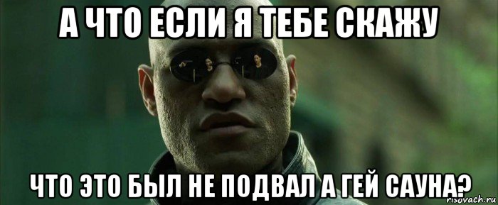 а что если я тебе скажу что это был не подвал а гей сауна?, Мем  морфеус