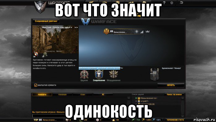 вот что значит одинокость, Мем Мой аккаунт в Warface