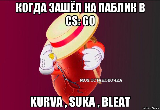 когда зашёл на паблик в cs: go kurva , suka , bleat, Мем   Моя остановочка