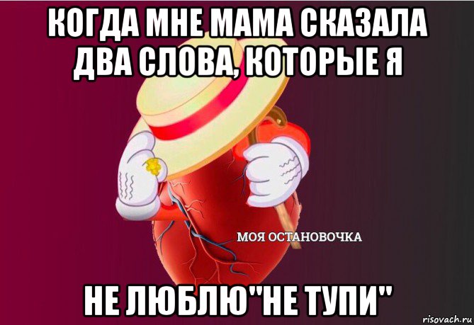 когда мне мама сказала два слова, которые я не люблю"не тупи", Мем   Моя остановочка