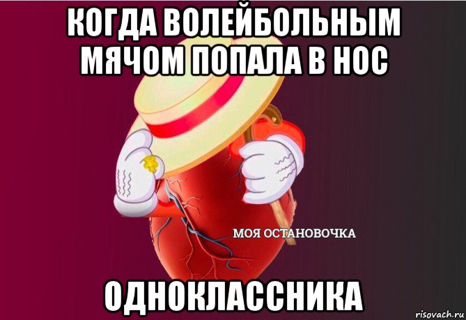 когда волейбольным мячом попала в нос одноклассника, Мем   Моя остановочка