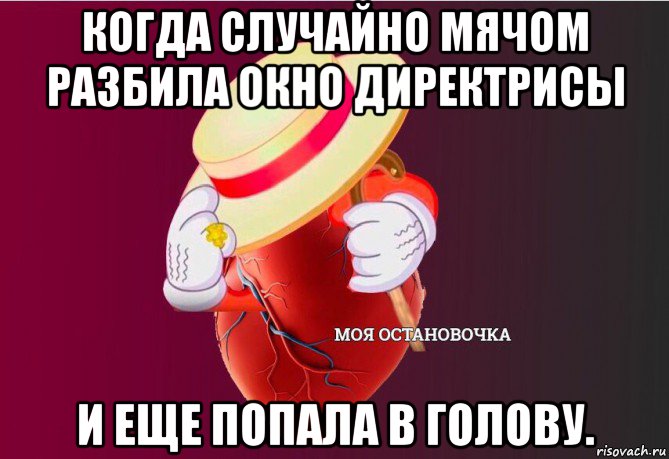 когда случайно мячом разбила окно директрисы и еще попала в голову., Мем   Моя остановочка