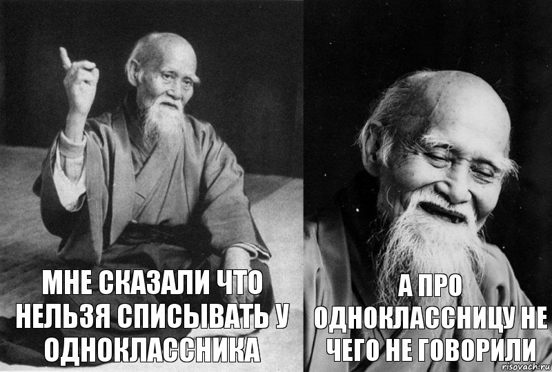 мне сказали что нельзя списывать у одноклассника а про одноклассницу не чего не говорили, Комикс Мудрец-монах (2 зоны)