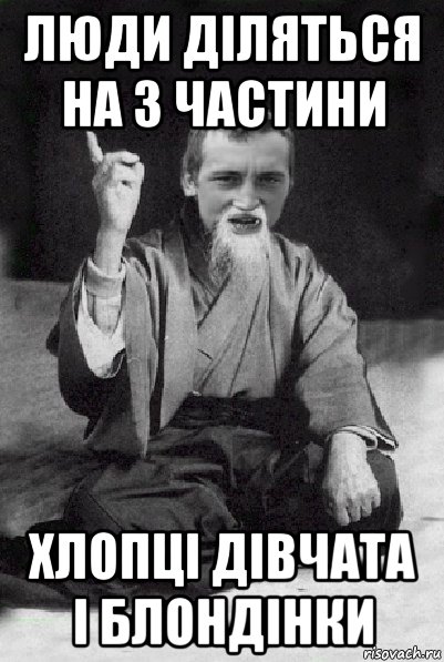 люди діляться на 3 частини хлопці дівчата і блондінки, Мем Мудрий паца