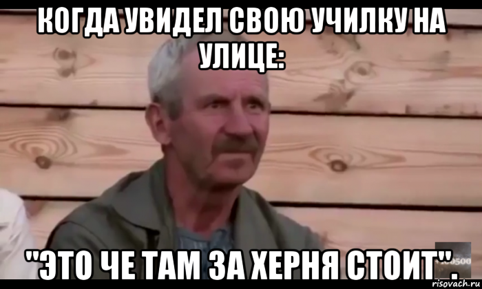 когда увидел свою училку на улице: "это че там за херня стоит"., Мем  Охуевающий дед