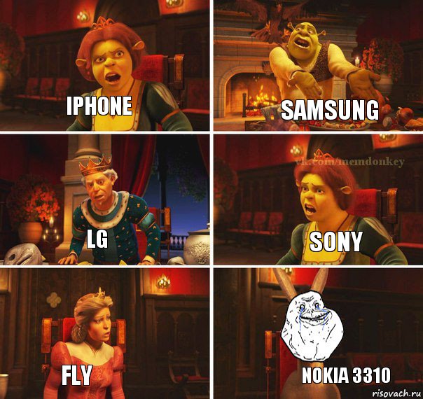 IPhone Samsung Sony LG fly Nokia 3310, Комикс  Осел из шрека forever alone