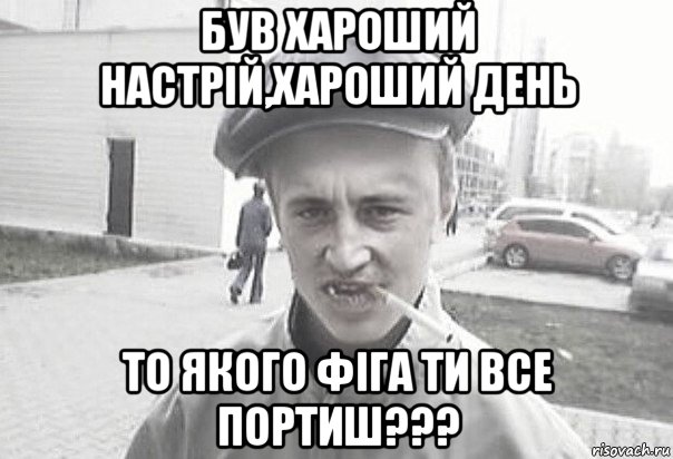 був хароший настрій,хароший день то якого фіга ти все портиш???, Мем Пацанська философия