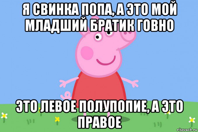 я свинка попа, а это мой младший братик говно это левое полупопие, а это правое, Мем Пеппа