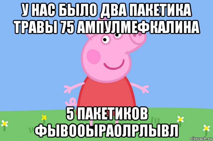 у нас было два пакетика травы 75 ампулмефкалина 5 пакетиков фывооыраолрлывл, Мем Пеппа