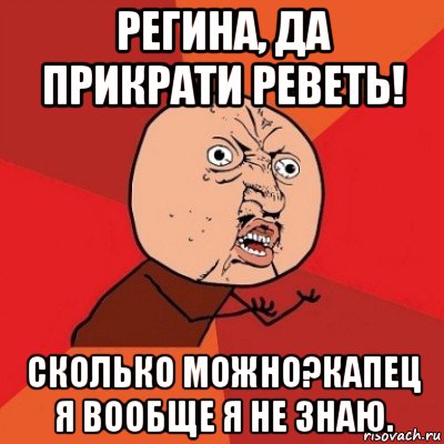 регина, да прикрати реветь! сколько можно?капец я вообще я не знаю., Мем Почему