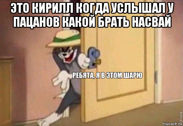 это кирилл когда услышал у пацанов какой брать насвай , Мем    Ребята я в этом шарю