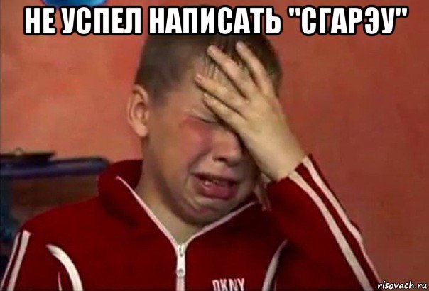 не успел написать "сгарэу" , Мем     Сашко